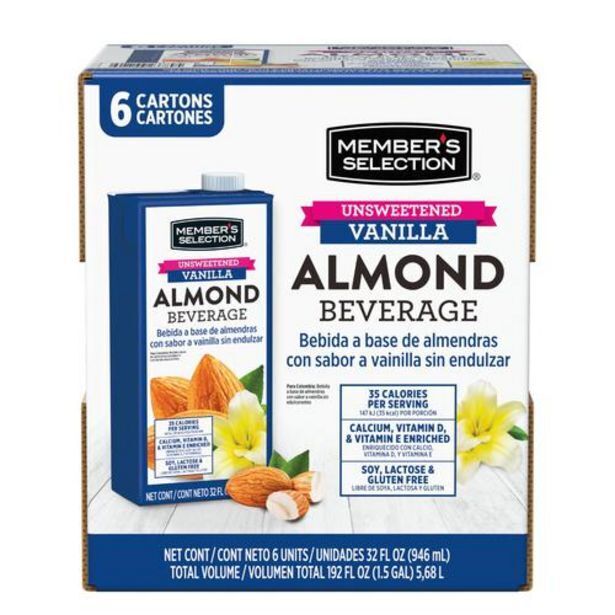 PriceSmart Member's selection bebida de almendra sin endulzante 6 unidades / 946 ml / 32 oz oferta