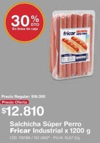 Makro Salchicha Súper Perro Fricar Industrial 1200g oferta