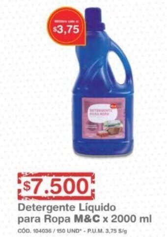 Makro Detergente Líquido para Ropa M&C x 2000ml oferta