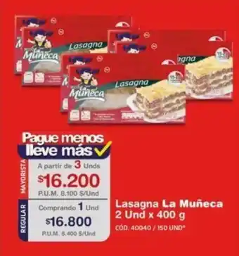 Makro Lasagna La Muñeca x 400g oferta
