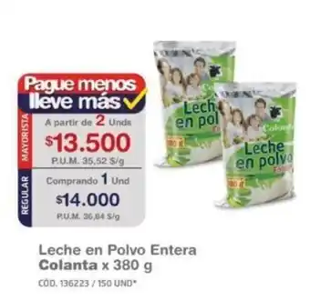 Makro Leche en Polvo Entera Colanta x 380g oferta