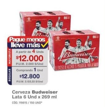 Makro Cerveza Budweiser lata 6 und x 269ml oferta