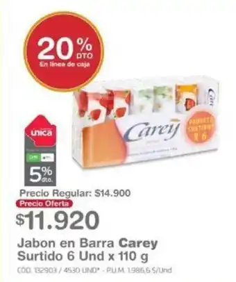 Makro Jabon en Barra Carey Surtido 6 und x 110g oferta