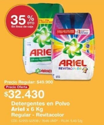 Makro Detergentes en Polvo Ariel x 6kg Regular - Revitacolor oferta