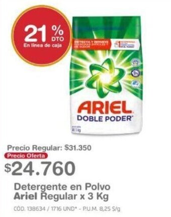 Makro Detergente en Polvo Ariel Regular x 3kg oferta