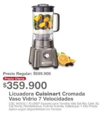 Makro Licuadora Cuisinart Cromada Vaso Vidrio 7 Velocidades oferta