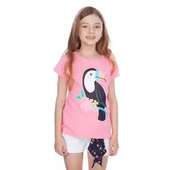 Los Tres Elefantes Camiseta rosada manga corta con estampado de tucan oferta