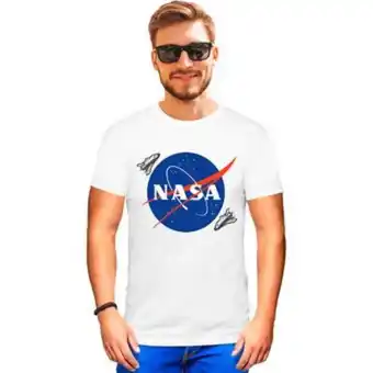 Linio Camiseta hombre nasa azul poliéster mc blanco estampado by adncamisetas oferta