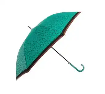 Paraguas semiautomático 8r verde con borde café, 84 cm