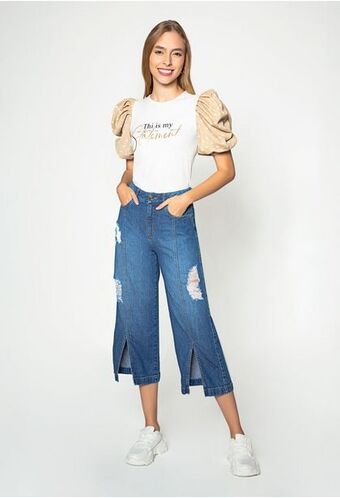 ELA Blusa con mangas en contraste oferta