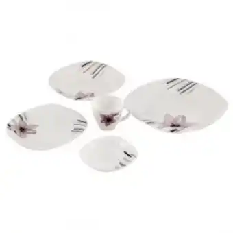 Home Sentry Vajilla 20 piezas expressions diseño flor morada semicuadrada en vitrocerámica oferta