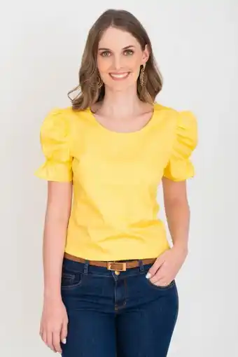 Unipunto Blusa en algodón con manga ruche decorativo oferta