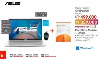 Metro Asus Portátil + Mouse + Office oferta
