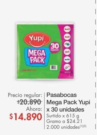 Metro Pasabocas mega pack yupi x 30 unidades surtido x 615 g oferta