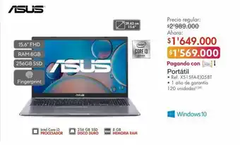Metro Asus portátil • ref. x515fa-ej058t oferta