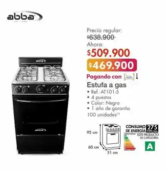 Metro Abba estufa a gas • ref. at101-5 oferta