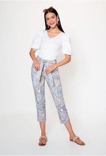 ELA Pantalon tiro alto con cinturon en la mi oferta