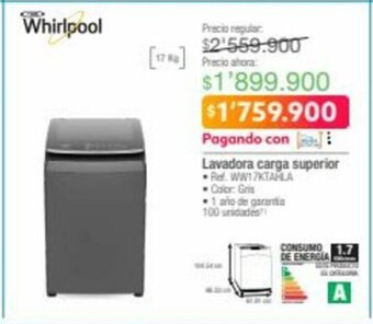 Jumbo Whirlpool - Lavadora carga superior oferta