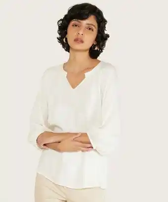Pat Primo Blusa manga tres cuartos ranglan estampada cuello neru oferta