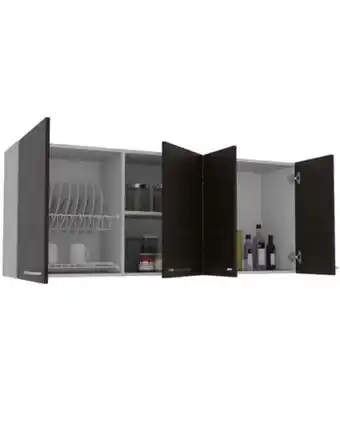 Flamingo Gabinete superior ursa, blanco y wengue, con múltiples entrepaños para almacenamiento oferta