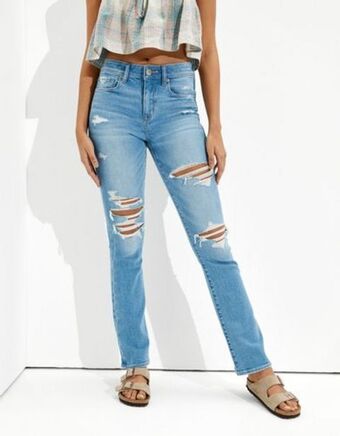 American Eagle Skinny kick jean ae de tiro alto con rotos oferta