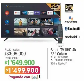Jumbo Smart tv uhd 4k 55" caixun. oferta
