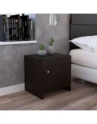 Flamingo Mesa de noche tutto, wengue, con un cajón amplio ideal para espacios pequeños oferta