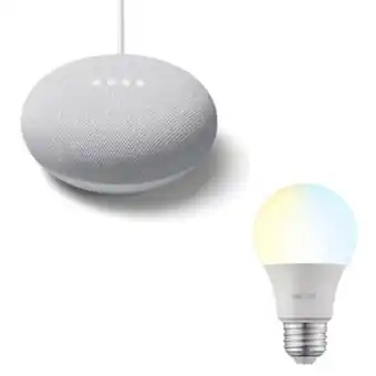 Ktronix Combo google nest mini + bombillo inteligente nexxt luz cálida oferta