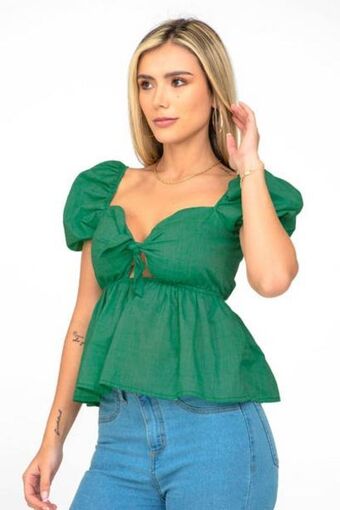 Carmel Blusa manga corta verde oferta