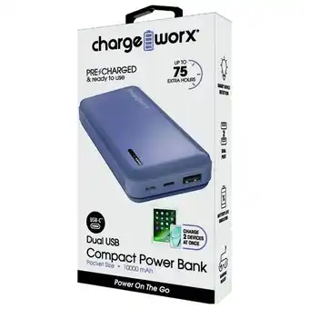 Batería portátil chargeworx gris doble usb 10.000mha cx6864lv