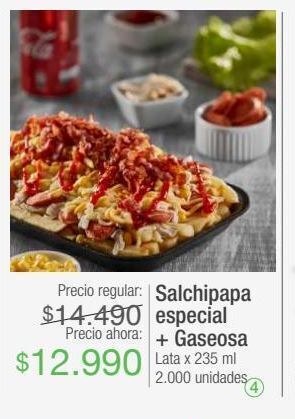 Jumbo Salchipapa especial + gaseosa lata x 235 ml oferta