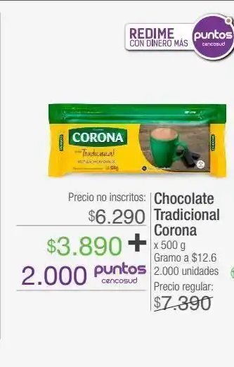 Jumbo Chocolate tradicional corona x 500 g oferta