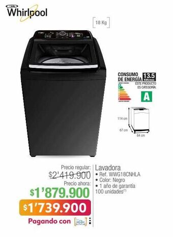 Jumbo Whirlpool lavadora • ref. wwg18cnhla oferta