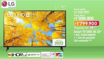 Jumbo Lg smart tv uhd 4k 43" • ref. 43uq7400psf oferta