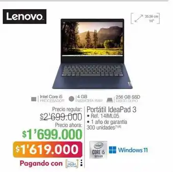 Jumbo Lenovo portátil ideapad 3 • ref. 14iml05 oferta