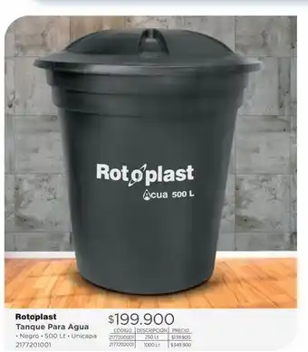 Tanque para agua rotoplast