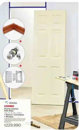 Easy Combo puerta interior palo rojo + marco + cerradura + bisagra oferta