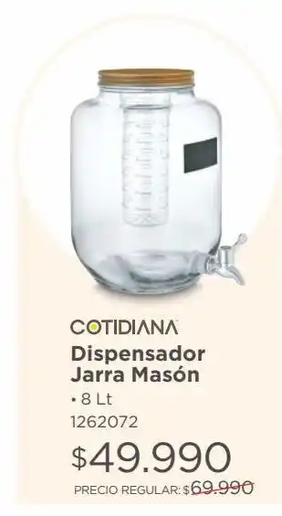 Easy Dispensador jarra masón 8lt oferta