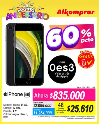 Alkomprar iPhone SE 64GB oferta