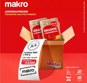Makro M&C Lentejas 500g oferta