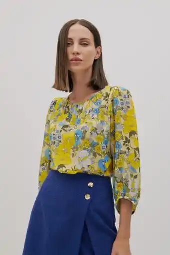 Julio Blusa floral manga abullonada oferta