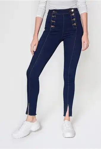ELA Jean cropped tiro alto con botones y abe oferta