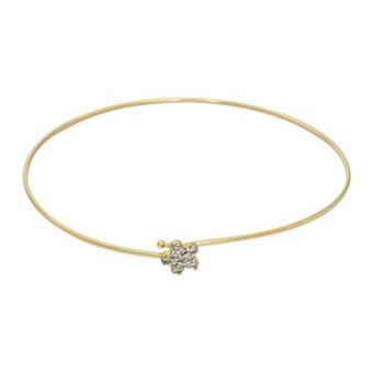 Kevin's Joyeros Aro en oro amarillo de 18 kilates, tubo, con zircones, 1 mm. de ancho oferta