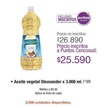 Jumbo Aceite Vegetal Oleosander x 3.000ml oferta