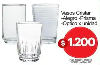 Surtimax Vasos Cristal -Algro -Prisma -Optico x unidad oferta