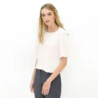Fuera de Serie Blusa para mujer cuello redondo alto manga corta. oferta