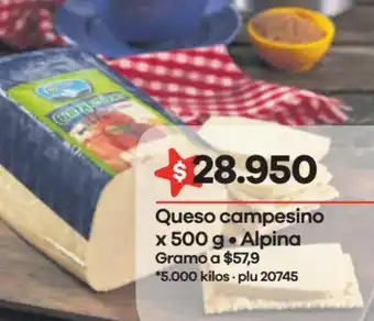 Éxito Queso Campesino x 500g Alpina oferta