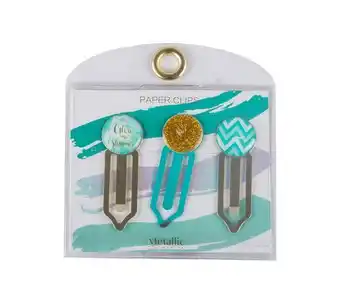 Panamericana Clip metálico dorado con aguamarina x 3 unidades oferta