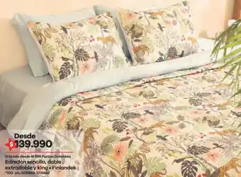Éxito Edredón Sencillo, Doble, Extradoble y King Finlandek oferta