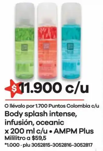 Éxito Body Splash Intense, Infusión, Oceanic x 200ml AMPM Plus oferta